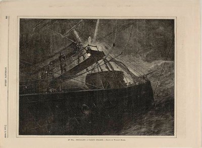 Op zee—Signalen naar een passerende stoomboot door Winslow Homer