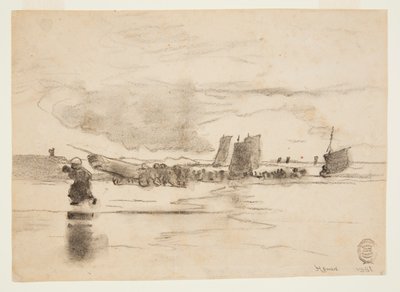 Strand bij eb, Cullercoats, Engeland door Winslow Homer