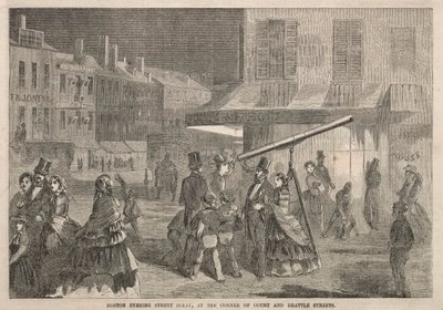 Boston avondscène, op de hoek van Court en Brattle Streets, 1857 door Winslow Homer