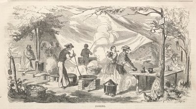 Kampbijeenkomstschetsen: Koken, 1858 door Winslow Homer
