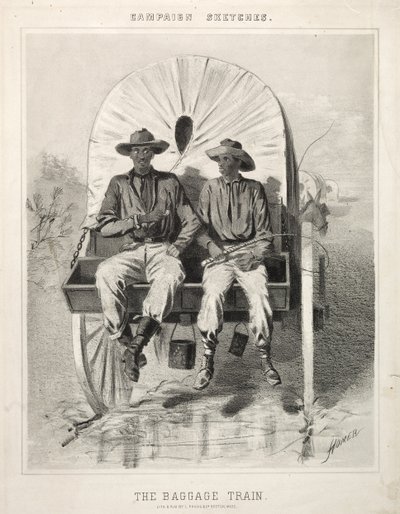 Campagneschetsen: De bagagetrein, 1863 door Winslow Homer