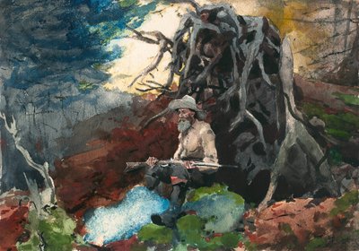 Kampvuur, Adirondacks door Winslow Homer