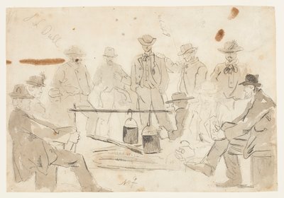 Kampvuur met soldaten door Winslow Homer