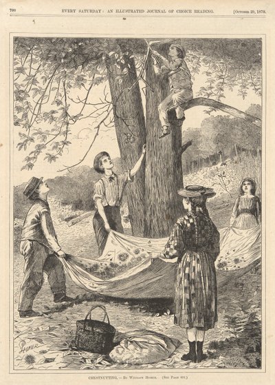Kastanjes rapen, uit Every Saturday, 29 oktober 1870 door Winslow Homer