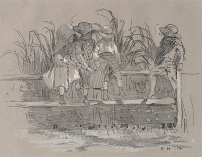 Kinderen Zittend op een Hek door Winslow Homer