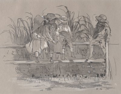 Kinderen zittend op een hek door Winslow Homer