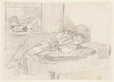Chinese Man die een Opium Pijp Rookt in een Baxter Street Clubhuis, New York City door Winslow Homer