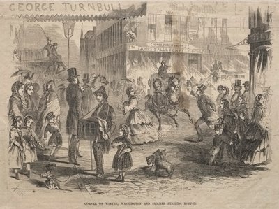 Hoek Winter, Washington en Summer Streets, Boston, 1857 door Winslow Homer