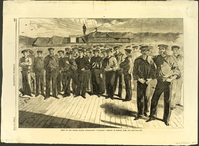 Bemanning van de United States Steam Sloop "Colorado" verscheept in Boston, juni 1861 door Winslow Homer