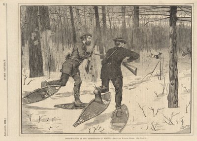 Hertenjacht in de Adirondacks in de Winter, uit Every Saturday, 21 januari 1871 door Winslow Homer