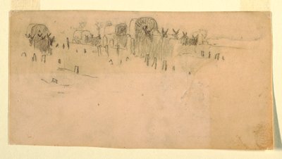 Tekening, legerwagentrein, 1862 door Winslow Homer