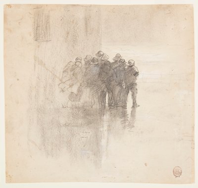 Tekening, Vissers in olievellen, Cullercoats, Engeland, 1881 door Winslow Homer