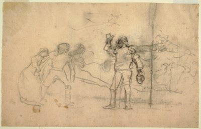 Tekening, Schets voor "The Wreck", een olieverfschilderij gedateerd 1896 in het Carnegie Institute, Pittsburgh, PA, 1881 door Winslow Homer