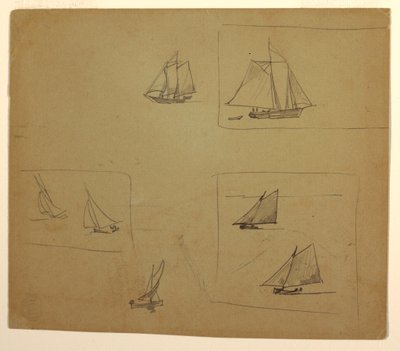 Tekening, Schetsen van zeilboten, 1881-82 door Winslow Homer