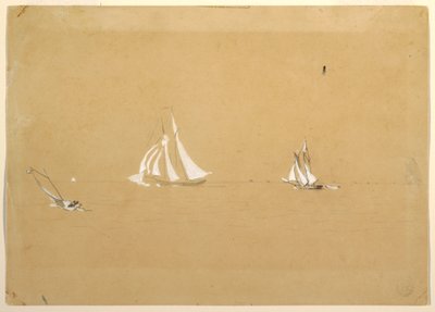Tekening, Twee schoeners, 1880 door Winslow Homer