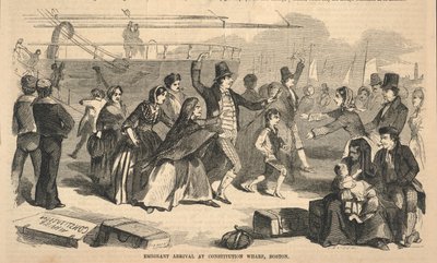 Aankomst van emigranten bij Constitution Wharf, Boston, uit Ballou