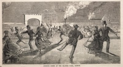 Avondscène in het schaatspark, Boston, 1859 door Winslow Homer