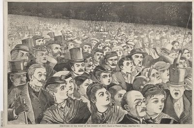 Vuurwerk in de nacht van Vier Juli door Winslow Homer