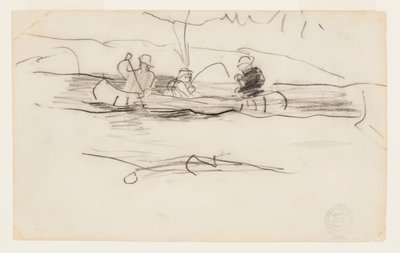 Visser en twee andere mannen in een kano door Winslow Homer