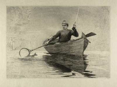 Vliegvissen, Saranac Meer door Winslow Homer