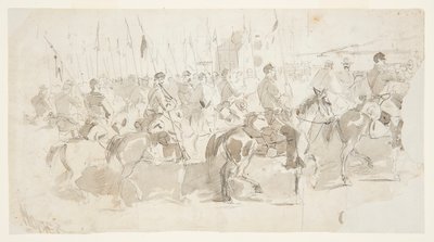 Het Zesde Cavalerie Regiment van Generaal McClellan, Inscheping in Alexandria voor Old Point Comfort door Winslow Homer