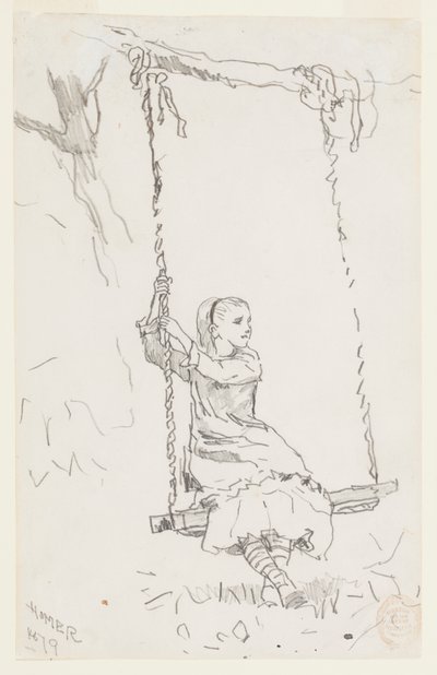 Meisje op een Schommel door Winslow Homer