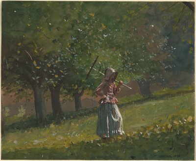 Meisje met hooihark door Winslow Homer