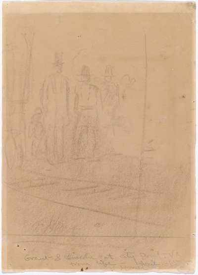 Grant en Lincoln in City Point, Virginia (recto) door Winslow Homer