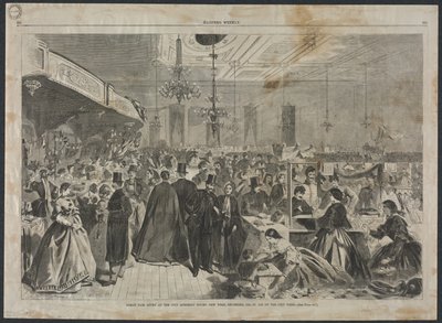 Grote kermis gegeven in de City Assembly Rooms, New York, december 1861, ter ondersteuning van de armen in de stad door Winslow Homer