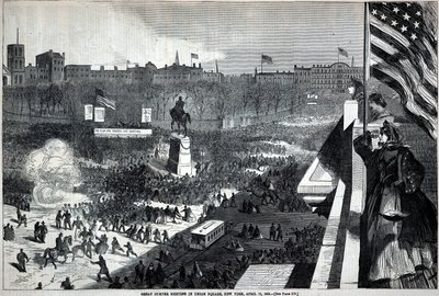 Grote Sumter-bijeenkomst op Union Square, New York, 11 april, uit Harper