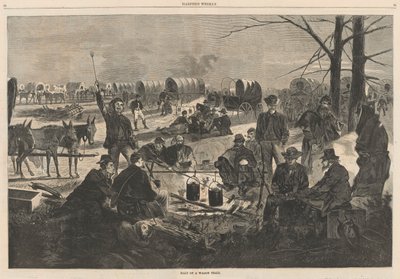 Stop van een wagenkolonne; uit Harper door Winslow Homer
