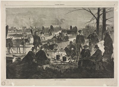 Stop van de wagenkaravaan, 1864 door Winslow Homer