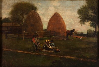 Hooibergen en kinderen door Winslow Homer