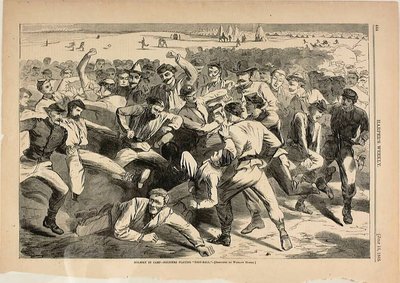 Vakantie in het kamp - Soldaten spelen "Foot-Ball" door Winslow Homer