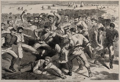 Vakantie in het kamp - Soldaten spelen voetbal, 1865 door Winslow Homer