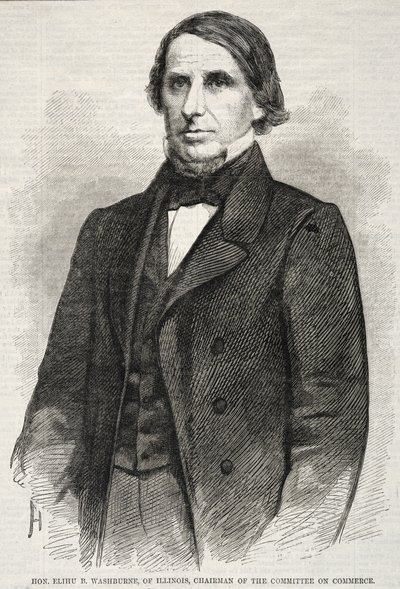 Hon. Elihu B. Washburne, van Illinois, Voorzitter van de Commissie voor Handel, 1860 door Winslow Homer