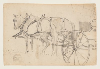 Paarden en wagen (De picknickexcursie) door Winslow Homer