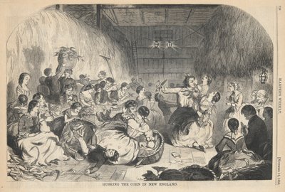 Het Pellen van de Maïs in New England, uit Harper door Winslow Homer