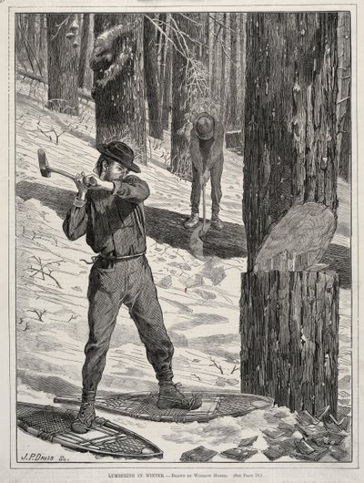 Houtkap in de Winter, 1871 door Winslow Homer