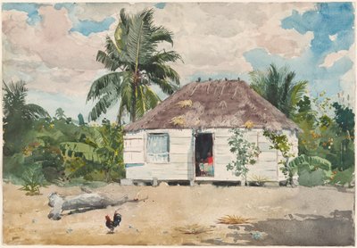 Inheemse Hut in Nassau door Winslow Homer