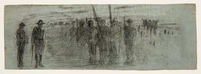 Officier en assistent inspecteren een squadron door Winslow Homer