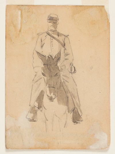Officier en hoofd van een paard door Winslow Homer