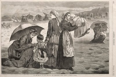 Op het strand bij Long Branch - Het kinderuurtje, 1874 door Winslow Homer