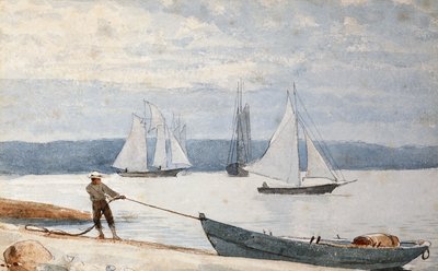 De Dory Trekken, 1880 door Winslow Homer