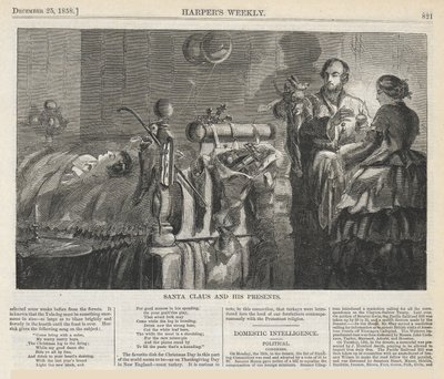Kerstman en zijn cadeaus, uit Harper door Winslow Homer