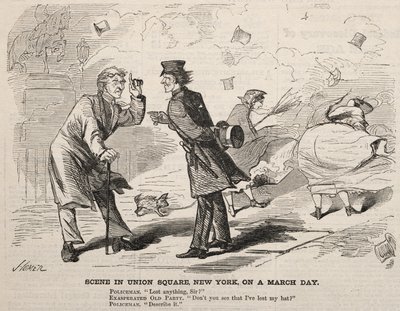 Scène op Union Square, New York, op een marsdag door Winslow Homer