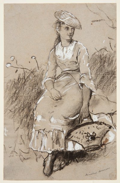 Zittend Meisje met een Mand door Winslow Homer