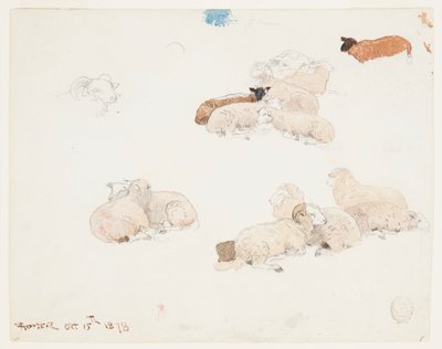 Rustende schapen door Winslow Homer