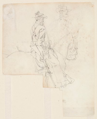 Zijaanzicht van een bereden officier door Winslow Homer