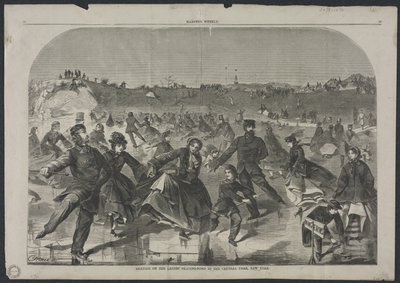 Schaatsen op de Ladies Skating Pond in Central Park, New York door Winslow Homer